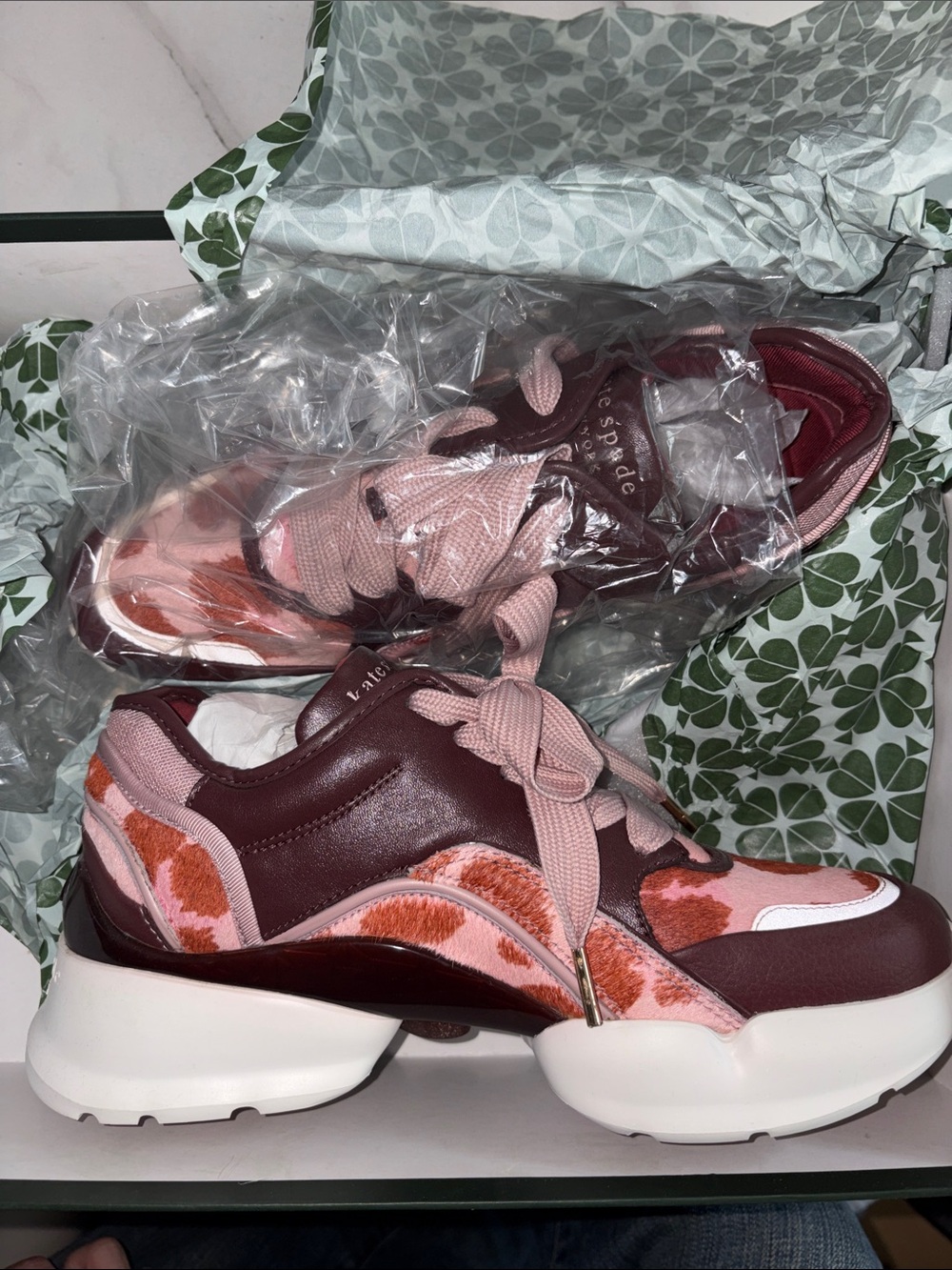 kate spade Pink, Burgundy & Orange Chunky Platform Sneakers